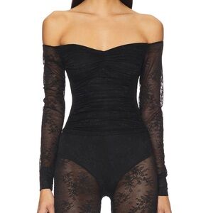 AFRM Odilla lace combo top black lace